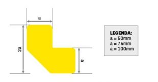 Znak podłogowy, naklejka - oznacznik do pól odkładczych - kształt `L` modułowy